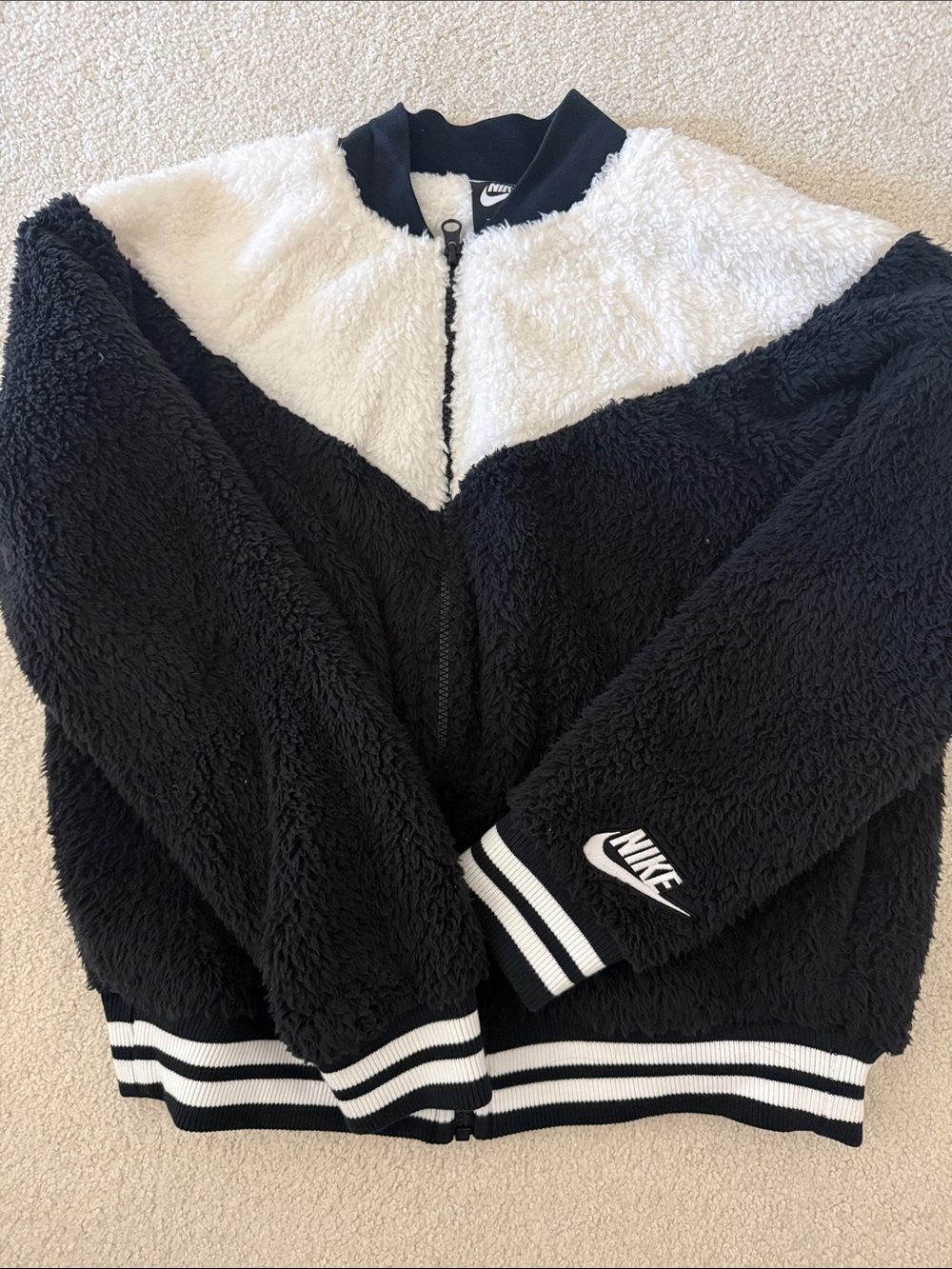 Nike Black and White Sherpa Jacket
